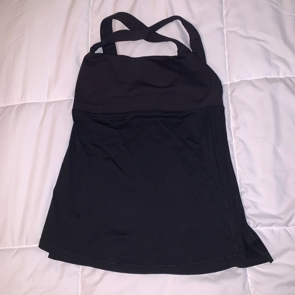 Lululemon Black Tank Top Built In Sports Bra Crisscross Straps Size 6